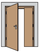 Schéma dvoukřídlých otočných dveří levých